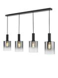 Där Savannah 4 Arm Bar Ceiling Light, Black/Smoked