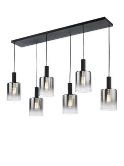 Där Savannah 6 Arm Bar Ceiling Light, Black/Smoked, Black/Smoked