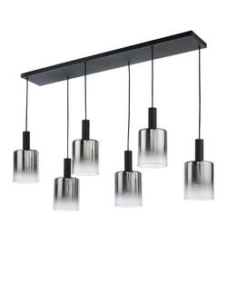 Där Savannah 6 Arm Bar Ceiling Light, Black/Smoked - view 2, Black/Smoked