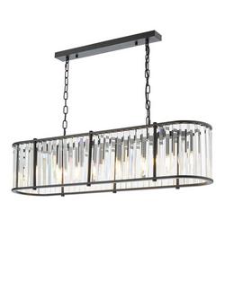 Där Kiran Glass 7 Arm Bar Ceiling Light, Black, Satin Black
