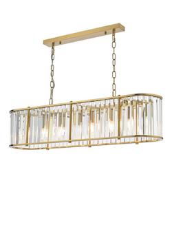 Där Kiran Glass 7 Arm Bar Ceiling Light, Black, Brass