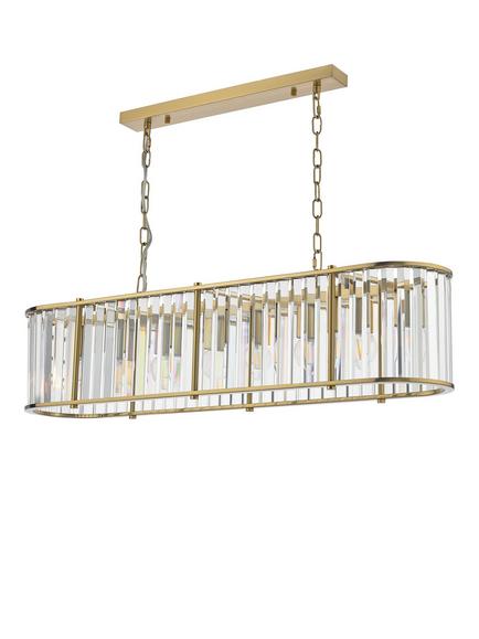 Där Kiran Glass 7 Arm Bar Ceiling Light, Black - view 2, Brass