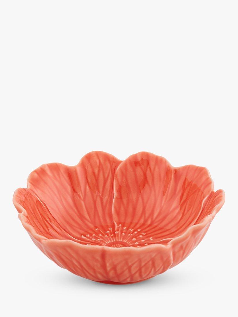Bordallo Pinheiro Flora Large Earthenware Bowl, 17cm, Coral