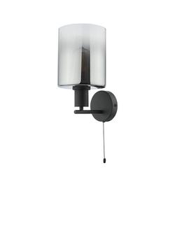 Där Savannah Glass Wall Light, Black/Smoked - view 2, Black/Smoked