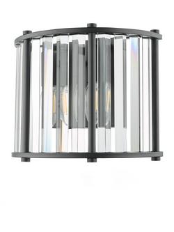 Där Kiran Glass 2 Arm Wall Light - view 2, Satin Black