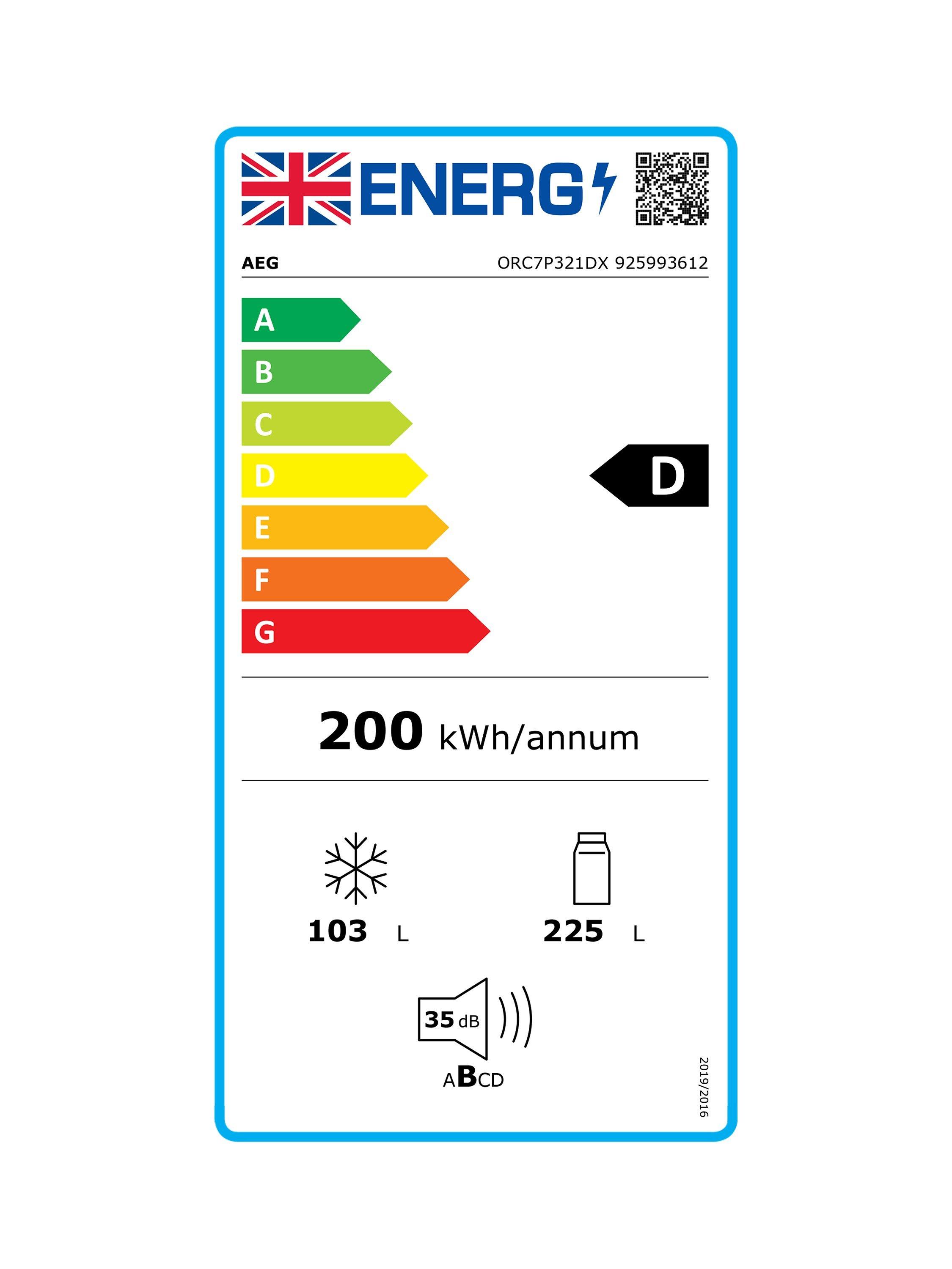This item is rated D for energy efficiency on a scale from A (most efficient) to G (least efficient).