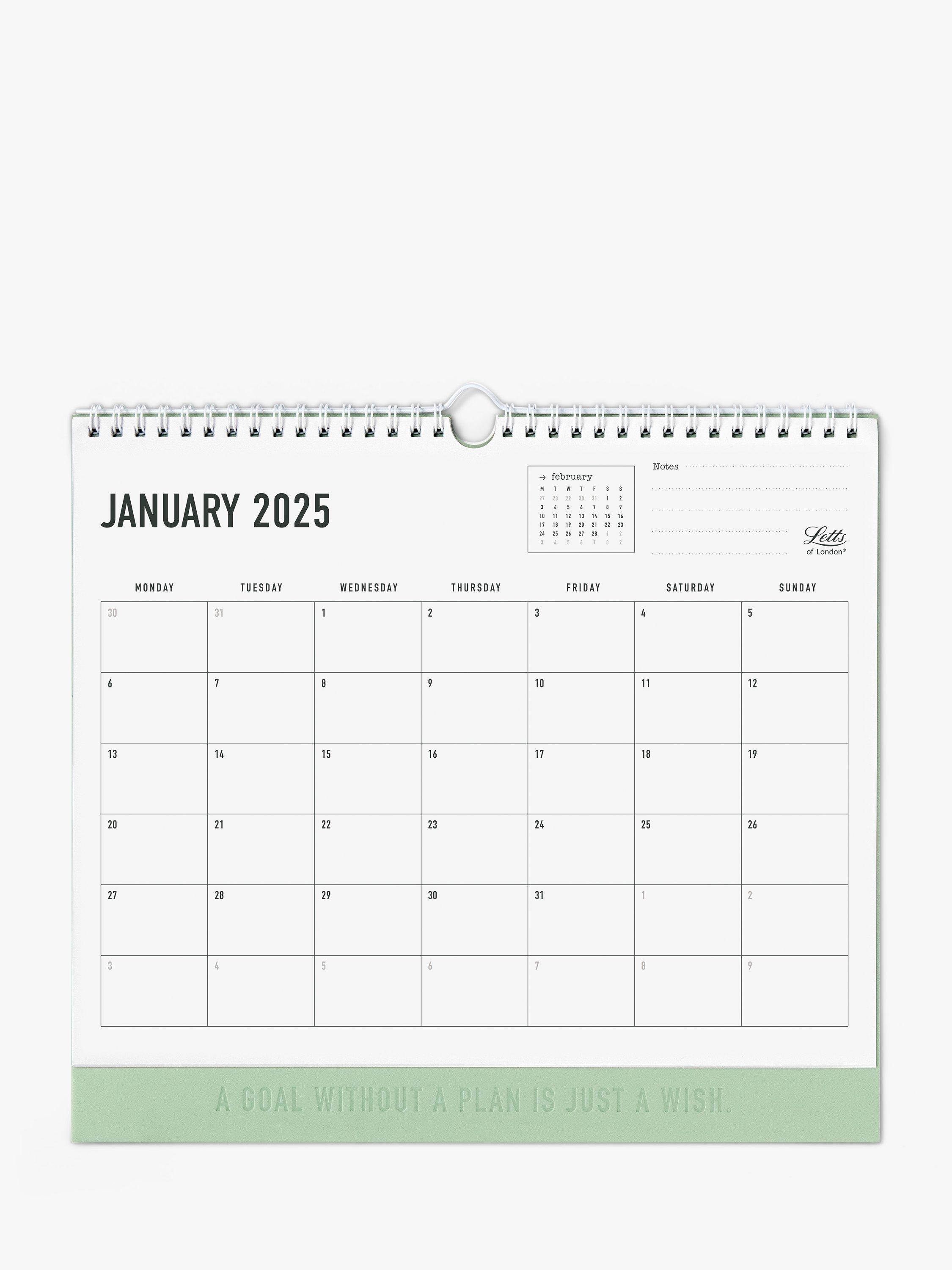 Letts Conscious 2025 Wall Calendar, Sage