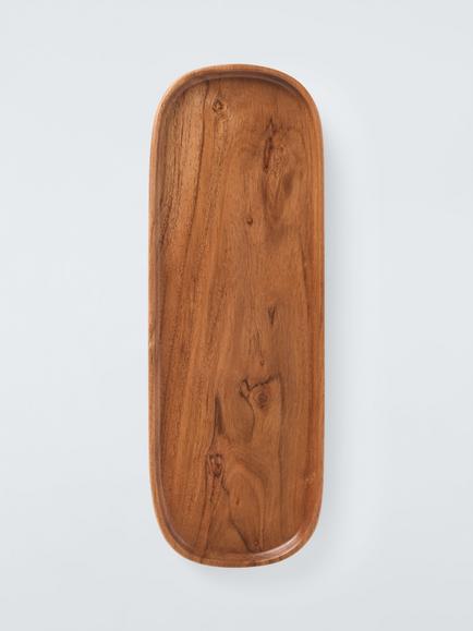 John Lewis Shallow Oblong Acacia Wood Serving Dish, 40cm, Natural - view 2, 