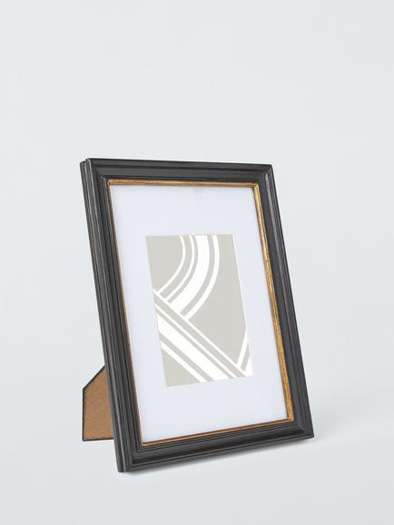 John Lewis Georgian Wood Photo Frame & Mount, 5 x 7" (13 x 18cm), Black/Gold, Black