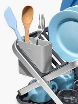 OXO Good Grips Aluminium Fold Flat Dish Rack, Silver/Grey