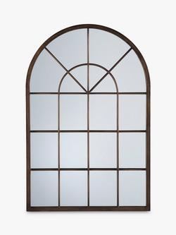 Gallery Direct Carmel Arched Metal Frame Window Wall Mirror, 90 x 60cm, Bronze