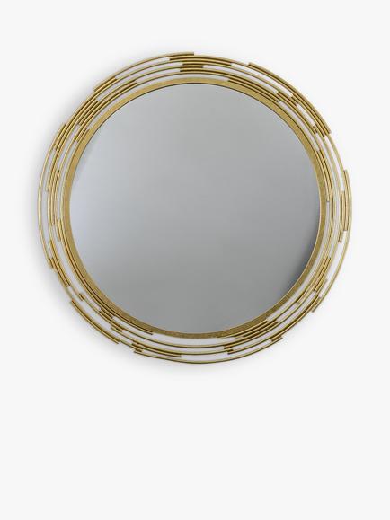 Gallery Direct Searcy Round Metal Frame Wall Mirror, 80cm, Gold