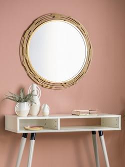Gallery Direct Searcy Round Metal Frame Wall Mirror, 80cm - view 2, Gold