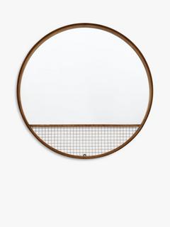 Gallery Direct Auburn Round Metal Caged Wire Wall Mirror, 80cm, Bronze