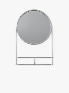 Gallery Direct Emerson Round Metal Frame Wall Mirror & Shelf, 63 x 42cm, Silver