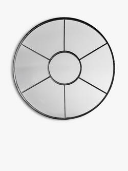 Gallery Direct Hayward Round Metal Frame Window Wall Mirror, 60cm, Black