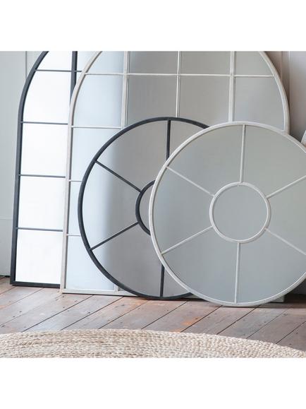 Gallery Direct Hayward Round Metal Frame Window Wall Mirror, 60cm - view 2, Black