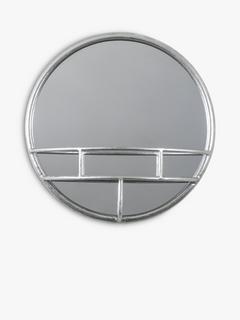 Gallery Direct Milton Round Metal Wall Mirror & Shelf, 40cm, SIlver