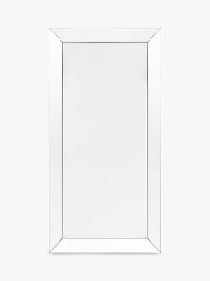 Gallery Direct Salinas Rectangular Full-Length Bevelled Glass Leaner Mirror, 180 x 90cm, Clear/Black, Silver