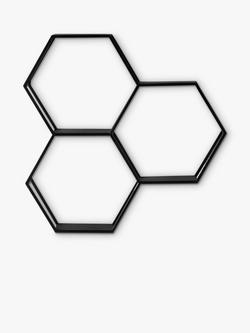 Gallery Direct Turlock Honeycomb Metal Frame Wall Shelving Unit, 70 x 68cm, Black, Black
