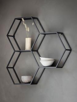 Gallery Direct Turlock Honeycomb Metal Frame Wall Shelving Unit, 70 x 68cm, Black - view 2, Black