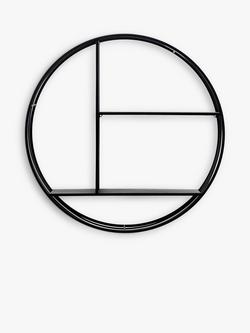 Gallery Direct Watts Round Metal Frame Wall Shelving Unit, 74cm, Black, Black