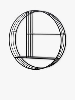 Gallery Direct Watts Round Metal Frame Wall Shelving Unit, 74cm, Black - view 2, Black