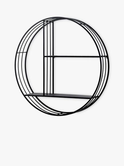 Gallery Direct Watts Round Metal Frame Wall Shelving Unit, 74cm, Black - view 2, Black
