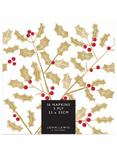 John Lewis Gold Holly Napkins, Pack of 16