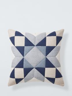 John Lewis Quilted Star Cushion, Navy, 