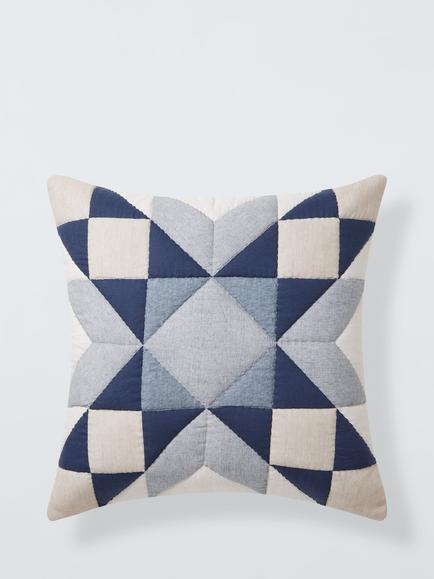 John Lewis Quilted Star Cushion, Navy, 