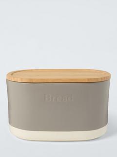 John Lewis Dipped Glaze Stoneware Bread Bin, Grey