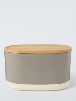 John Lewis Dipped Glaze Stoneware Bread Bin, Grey, Grey