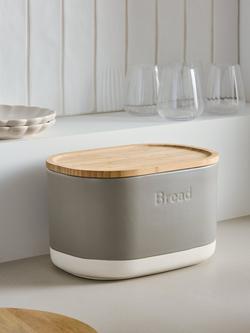 John Lewis Dipped Glaze Stoneware Bread Bin, Grey - view 2, Grey