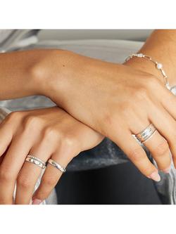 Daisy London Topaz Half Eternity Ring, Silver - view 2, Silver