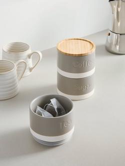 John Lewis Dipped Glaze Tea Coffee Sugar Caddy Stack, Grey - view 2, Grey