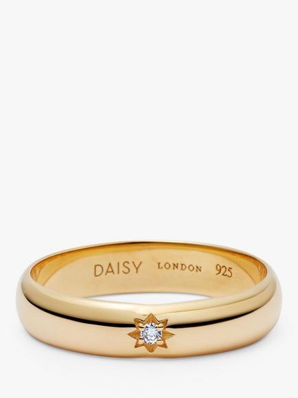 Daisy London Topaz Engraved Star Band Ring, Gold, Gold