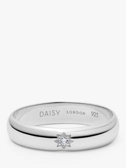 Daisy London Topaz Engraved Star Band Ring, Silver, Silver