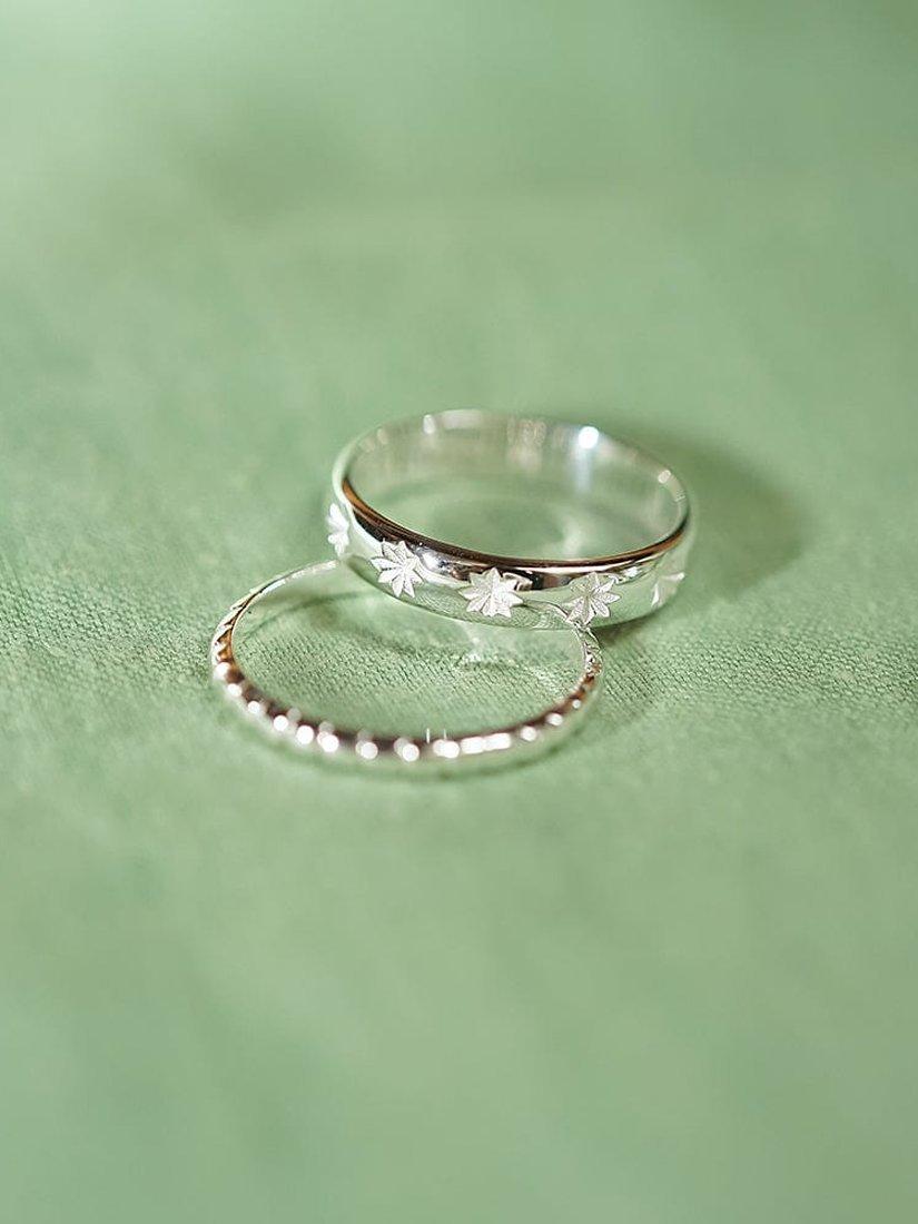 Product image 2 of 4, which shows Daisy London Star Engraved Band Ring, Silver, P