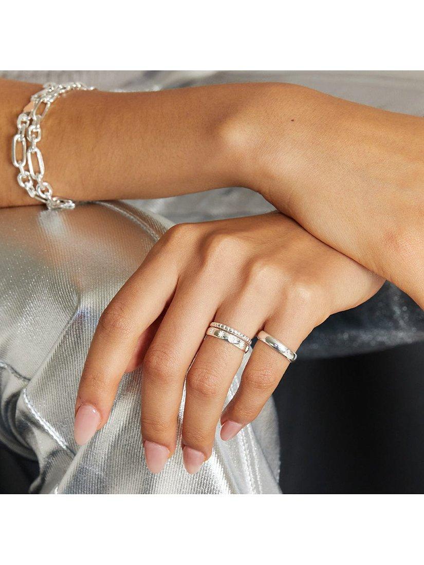 Product image 3 of 4, which shows Daisy London Star Engraved Band Ring, Silver, P