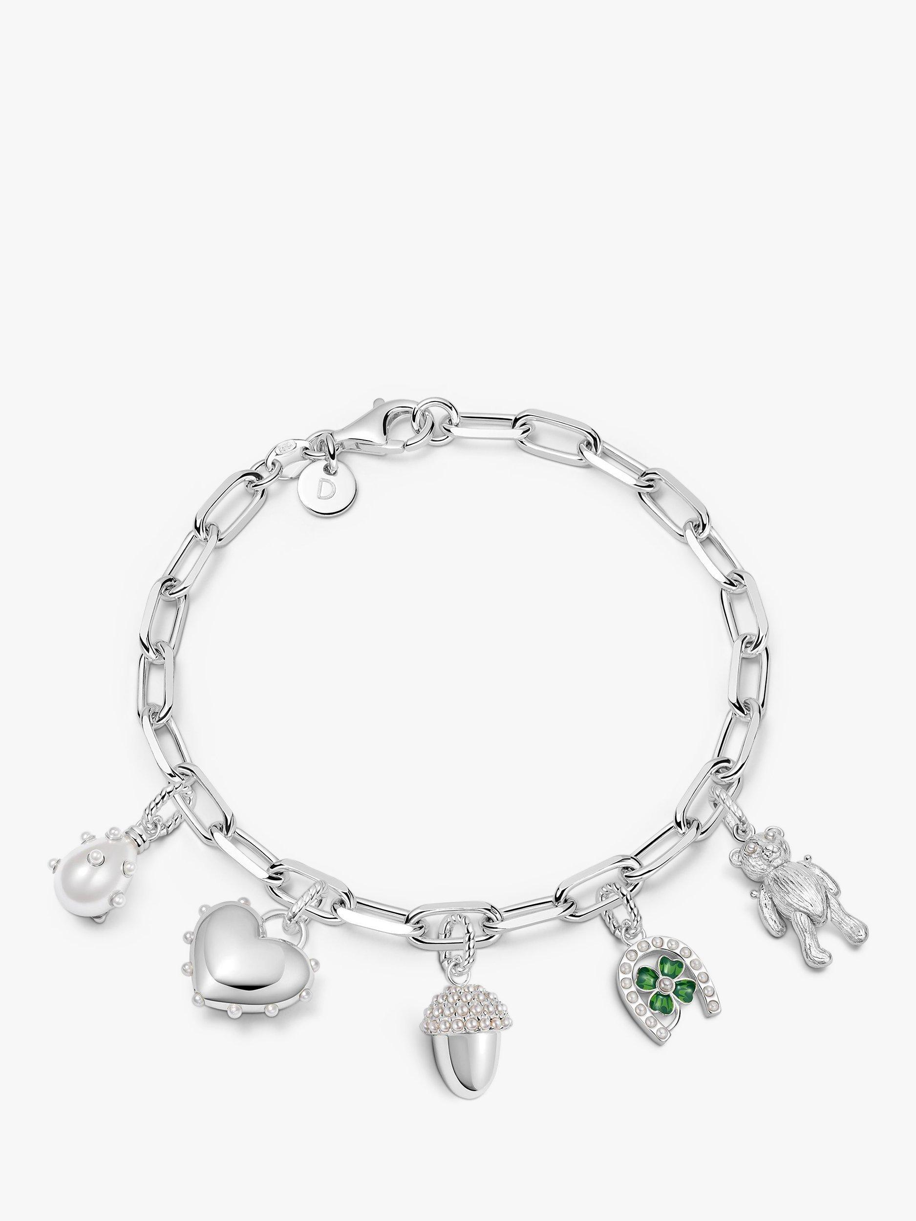 Product image 1 of 3, which shows Daisy London Shrimps x Daisy Charm Chunky Chain Bracelet, Silver