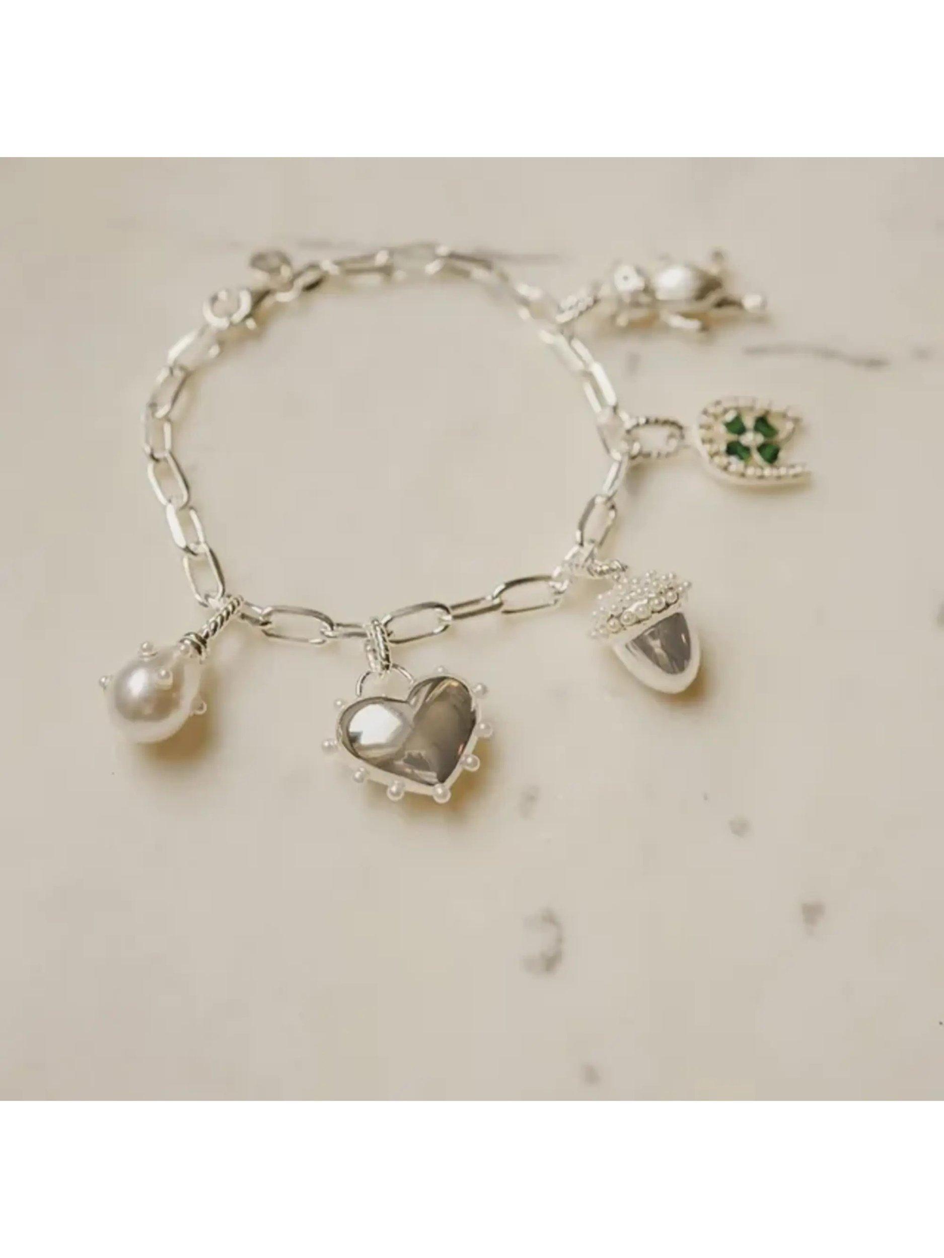 Product image 3 of 3, which shows Daisy London Shrimps x Daisy Charm Chunky Chain Bracelet, Silver