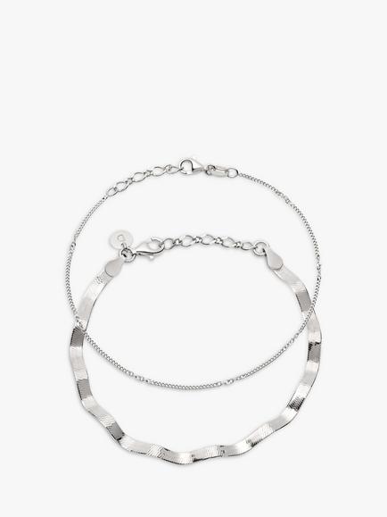 Daisy London Forever Wavy Chain Bracelet, Pack of 2, Gold, Silver