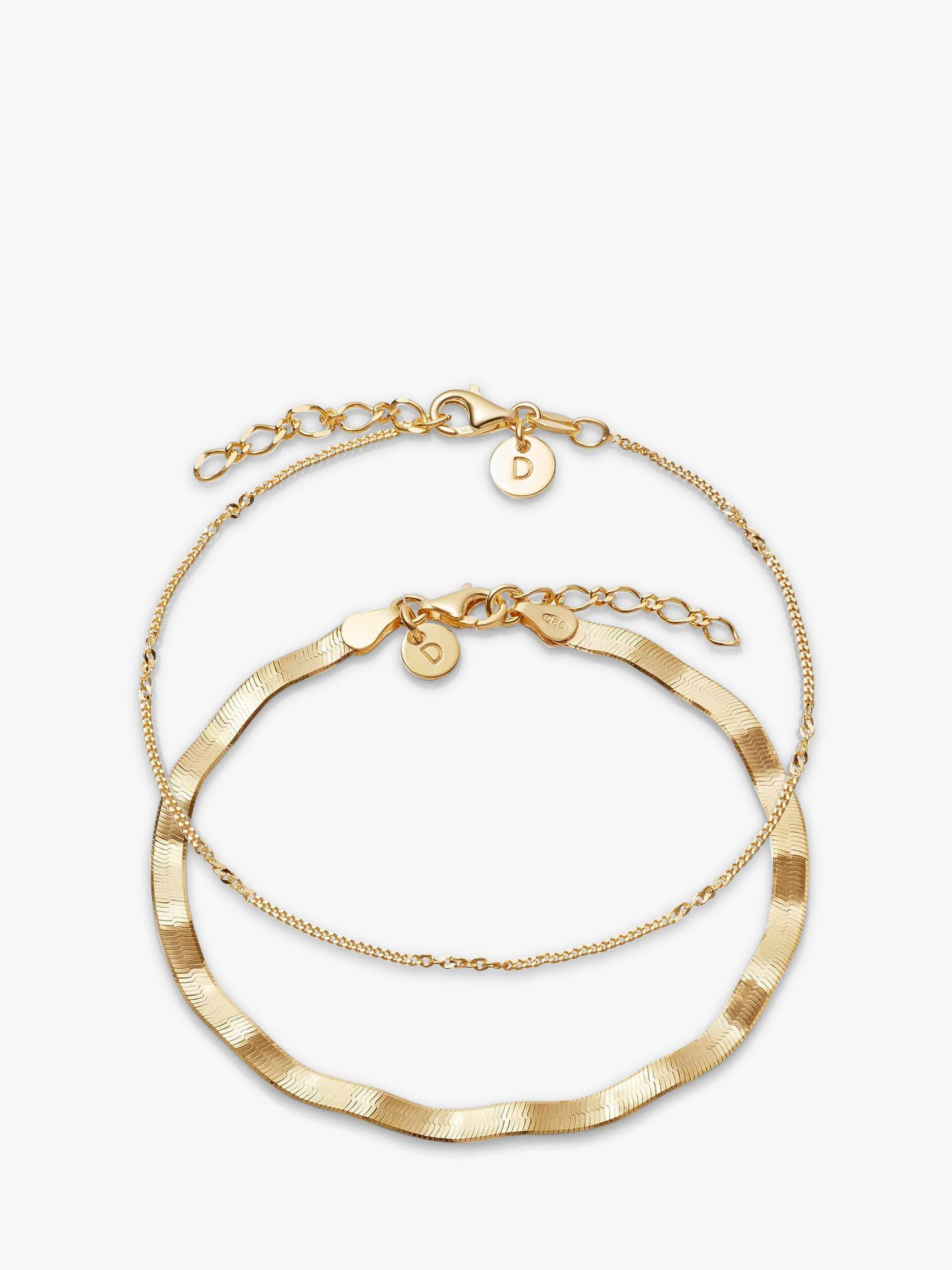 Product image 1 of 4, which shows Daisy London Forever Wavy Chain Bracelet, Pack of 2, Gold