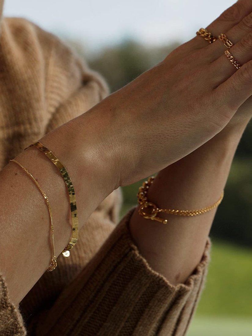 Product image 2 of 4, which shows Daisy London Forever Wavy Chain Bracelet, Pack of 2, Gold