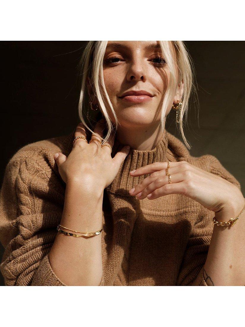 Product image 3 of 4, which shows Daisy London Forever Wavy Chain Bracelet, Pack of 2, Gold