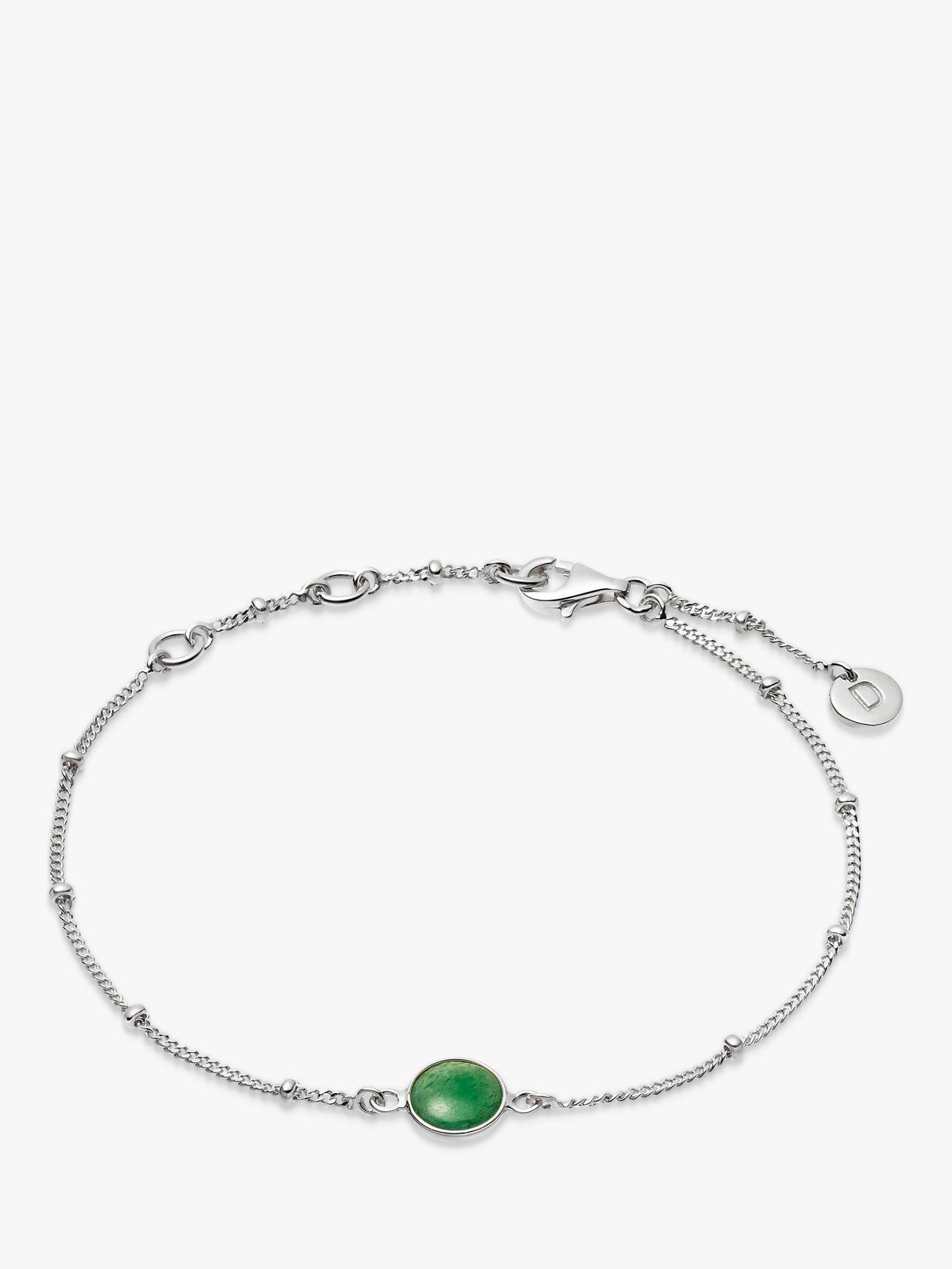 Product image 1 of 5, which shows Daisy London Gemstone Bobble Chain Bracelet, Silver/Aventurine