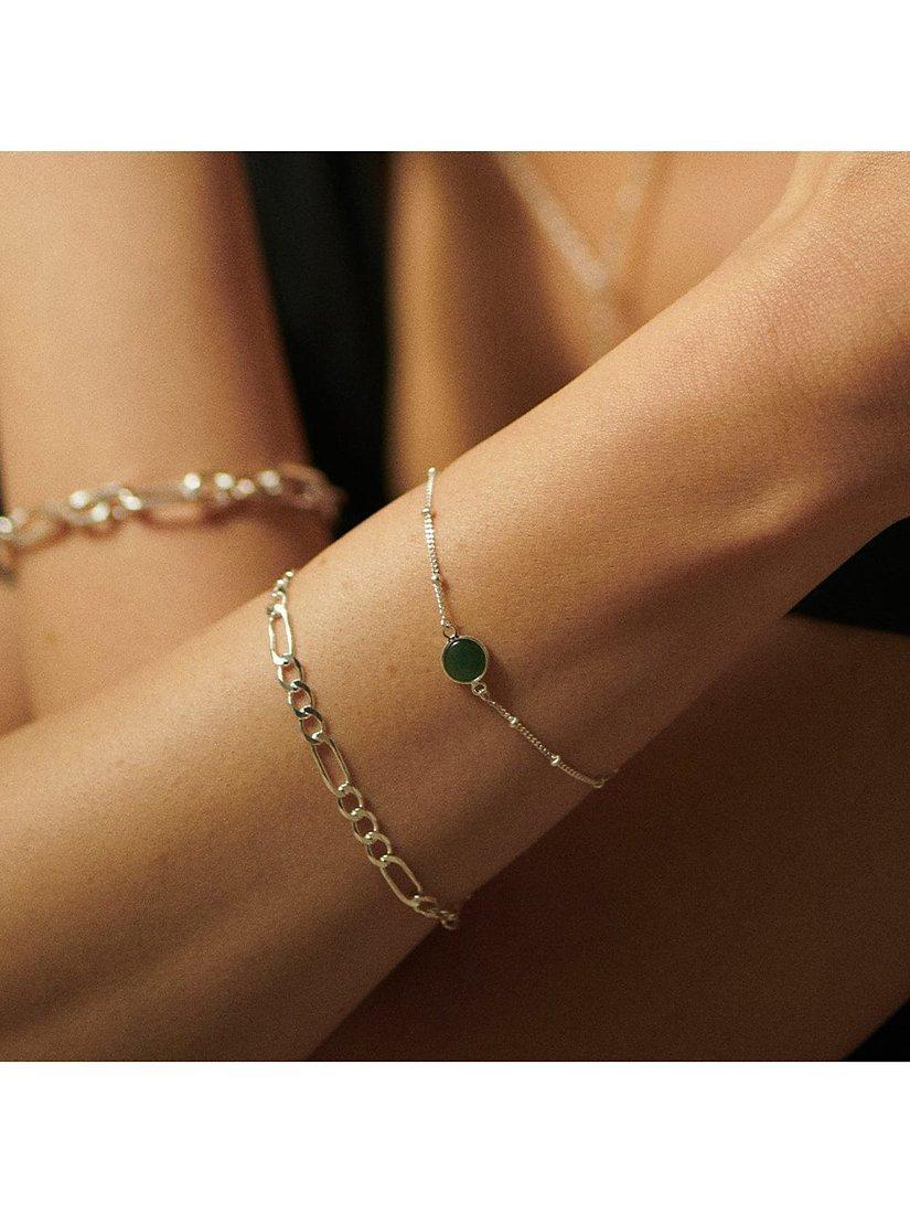 Product image 2 of 5, which shows Daisy London Gemstone Bobble Chain Bracelet, Silver/Aventurine