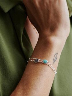 Daisy London Gemstone Bobble Chain Bracelet, Silver/Aventurine - view 2, Amazonite