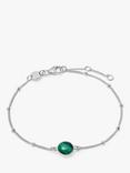 Daisy London Gemstone Bobble Chain Bracelet, Silver/Malachite